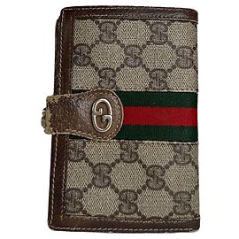 Portefeuille en toile monogramme GG vintage Gucci marron Gris