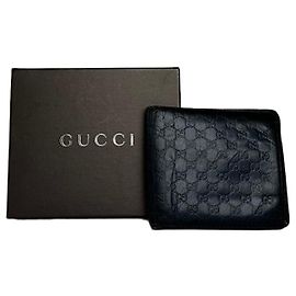 Vintage Gucci Microguccissima Bifold Wallet Navy Blue Black