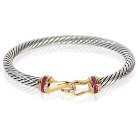 Pulsera de hebilla de cable de oro amarillo y plata esterlina con rubí de David Yurman Otro