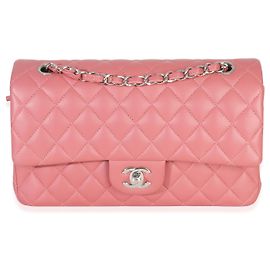 Chanel Pink Quilted Lambskin Medium Classic Double Flap Bag Pink
