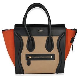 Céline Celine Tote Nano in pelle di vitello nubuck drummed multicolore beige Nero Beige