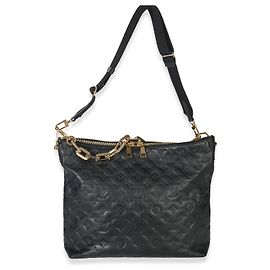 Louis Vuitton Black Monogram Embossed Lambskin Coussin MM Hobo Black