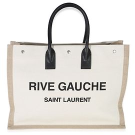 Borsa Rive Gauche in lino beige Saint Laurent Beige