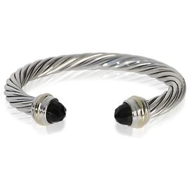 Bracciale classico in cavo in oro giallo e argento sterling con onice di David Yurman Altro