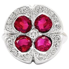 Autre Marque Anel "Flor", ouro branco, rubis sintéticos e diamantes. Outro