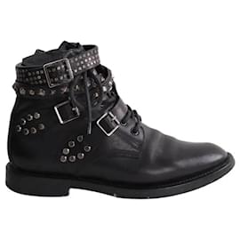 Yves Saint Laurent Boots à boucles noires Noir