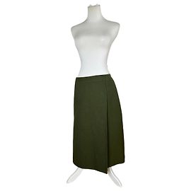 Céline Saia de lã reversível vintage Celine verde oliva S Verde