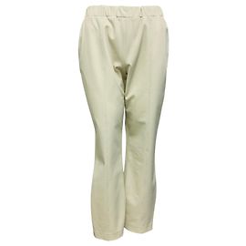 The Row Ecru Front Seam Elastic Waist Stretch Pants / Trousers Beige