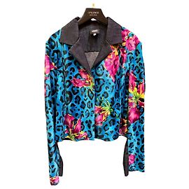 Jaqueta de denim e camurça multicolorida com estampas Versace Outro