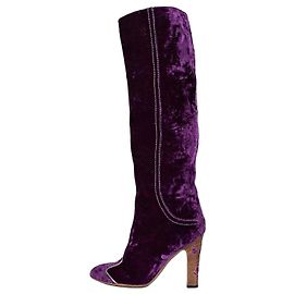 Botas de terciopelo moradas Bottega Veneta con tacón bloque Talla 37,5 Pre-owned Otro