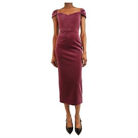 Autre Marque Lila Samt-Midikleid - Größe UK 6 Lila