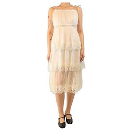 Zimmermann Weißes schichtetes Spitzen-Slipkleid - Größe UK 12 Weiß