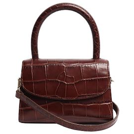 By Far Bolsa transversal de couro marrom com estampado de crocodilo Marrom