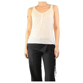 Nili Lotan Cremfarbener gerippter Tanktop - Größe M Roh