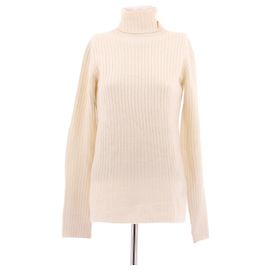 Saint Laurent Rollkragenpullover aus Wolle Weiß Weiß