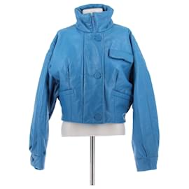 Tod's Blue Leather Jacket Blue