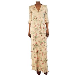 Vilshenko Rosa blumige Stufen-Kleid - Größe UK 8 Pink