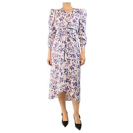 Isabel Marant Lila Blumen-Rüschenshirt Midi-Kleid - Größe UK 12 Lila