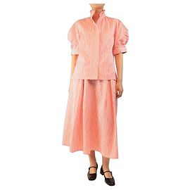 Autre Marque Ensemble haut et jupe rayé rose - taille L Rouge