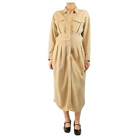 Isabel Marant Etoile Vestido camisa de algodón beige pesado - talla UK 12 Beige