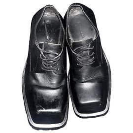 Scarpe Derby a piattaforma in pelle nera Balenciaga Trooper Nero