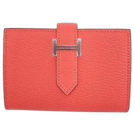 Hermès Cartera Bearn mini, cabra Mysore, rosa Texas Rosa