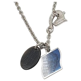 Hermès Mens Metal Necklace Parade, bleu artificier, Horn Bleu Bleu Marine Bleu foncé