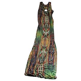 Autre Marque Langes Kleid mit Ethnischem Muster Mehrfarben