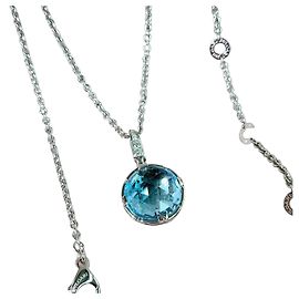 Bulgari Colar PARENTESI de topázio azul e diamantes em ouro branco 18K Prata