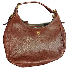 Sac à main Hobo Prada en cuir Vitello Daino - Bordeaux Bordeaux