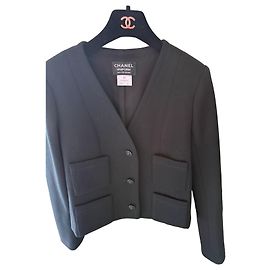 Jaqueta Chanel Uniform preta em lã e algodão Preto
