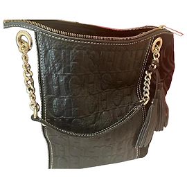 Carolina Herrera Bolsa de Compras Monograma Preto