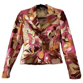 D&G Jacket with Psychedelic Print Brown Pink Orange Cream Yellow