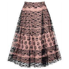 Jupe en dentelle Red Valentino noir et rose pâle Noir Beige