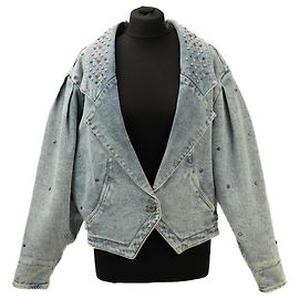 Isabel Marant Jeansjacke blau Baumwolle mit Perlen Blau