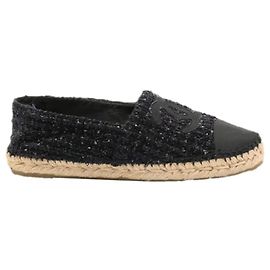 Chanel Tweed Espadrilles Navy Blue CC Logo Navy blue