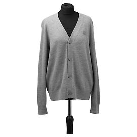 Autre Marque Cardigan en laine gris ACNE STUDIOS avec patch Face Gris