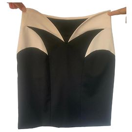 Autre Marque Jupe crayon bicolore Guilty Brotherhood Noir Beige