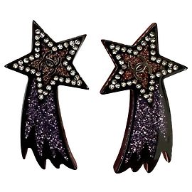 Pendientes Chanel CC Estrellas de resina Negro