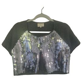 Eric Bompard Grey Cashmere and Silk Cardigan with Sequins Grey
