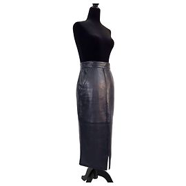 Gianni Versace gonna in pelle anni 80s Nero