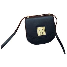 Hermès Love Mosaic Black Leather Handbag Gold Clasp Black