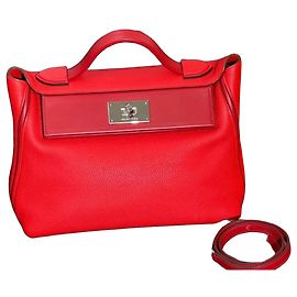 Hermès Lovecraft 2424 Red Leather Handbag Red