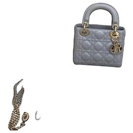 Dior Triple Gem Matte Grey Lambskin Handbag Grey