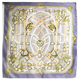 Sciarpa Hermès Carre 90 CAVALCADOUR Rosa Bianco Porpora