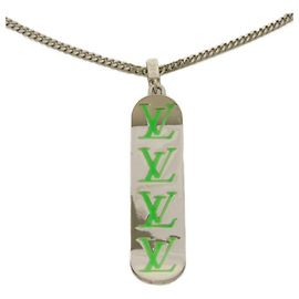 Colar de esmalte verde Louis Vuitton Prata Verde
