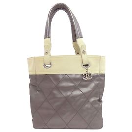 Chanel Paris Biarritz PM Handbag Silvery White
