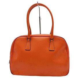 Bolsa Boston de couro laranja Prada Laranja