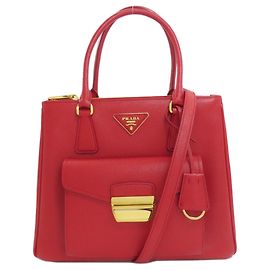 Prada Saffiano Leather 2-Way Handbag Red