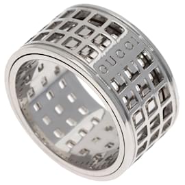Anillo Gucci Scroll Ancho #14 en Oro Blanco de 18K Dorado
